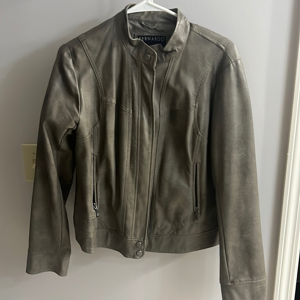 Bernardo leather jacket, dark grey, size large